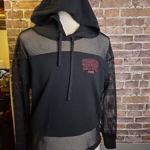IU Hoosiers Indiana University PINK Victoria's Secret Black Mesh Hoodie